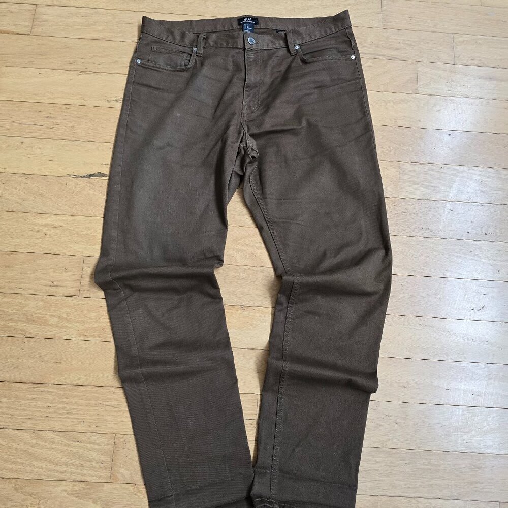 H&M | brown canvas classic straight leg pants | MENS 32'